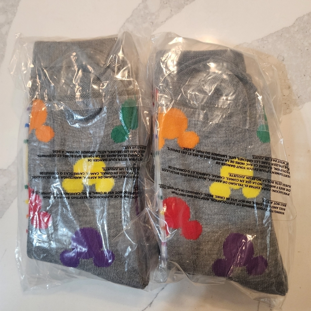 Disney Pride Black and Red Casual Socks. Ladies NEW, 2 Packs, 6 Pair Size 4-10